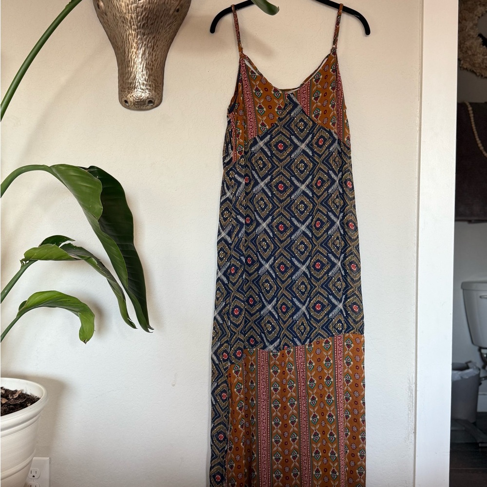 Vibrant Geometric Print Maxi Dress